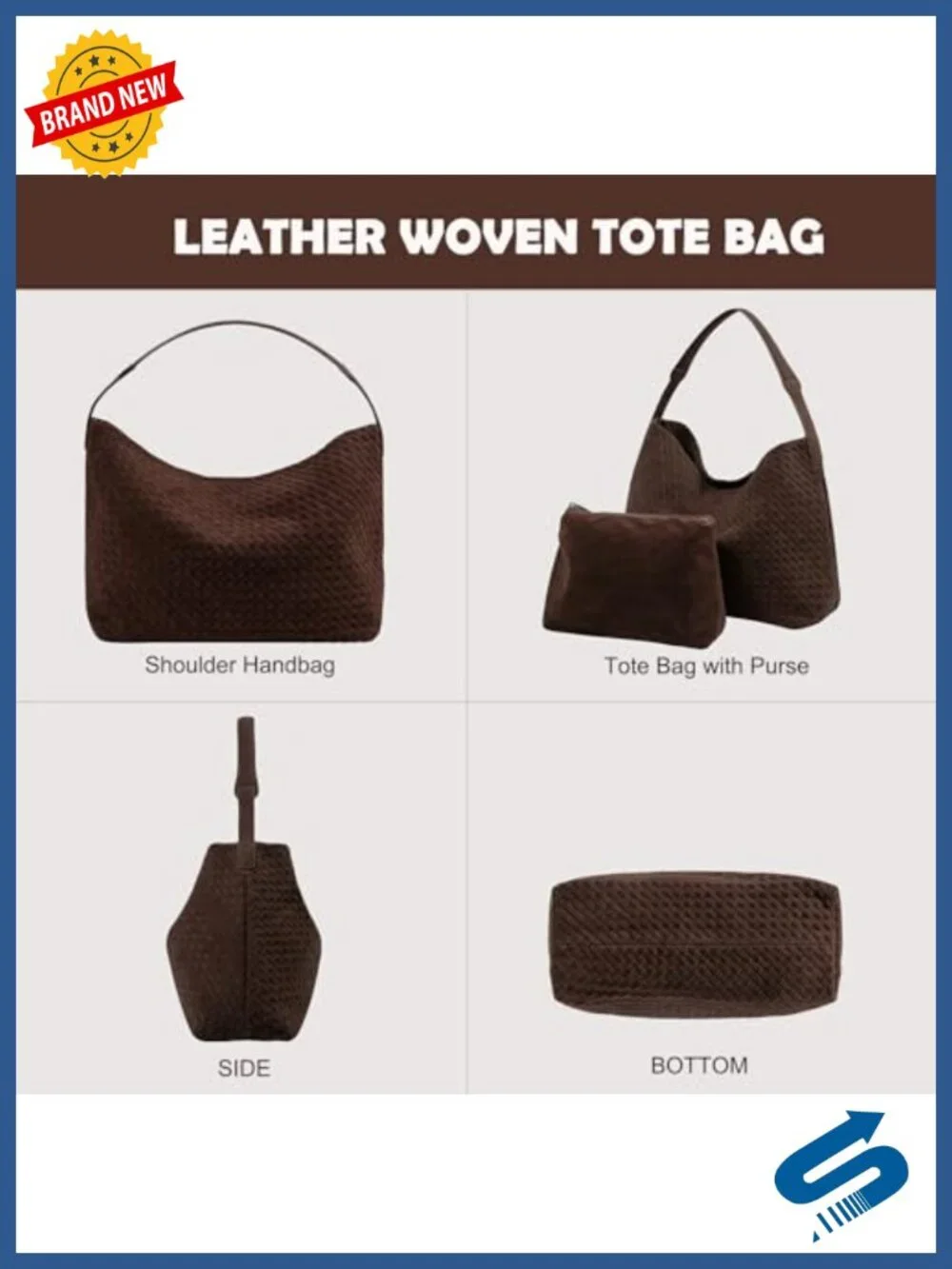 Vegan Leather Suede Woven Hobo Tote Bag Large Crossbody Shoulder Handbag